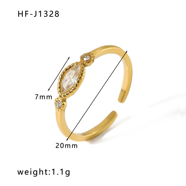 Open Ring Classification 1 Piece Quantity Holiday, Banquet, Tea Party Occasion 304 Stainless Steel Material PVD Coated 18K Gold Real Gold Plated Geometric Heart Shape Stainless Steel Vintage Style Waterproof Non Tarnish Open Ring