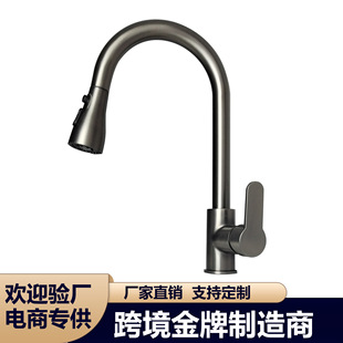 Pull-Out Faucet Hot and Cold Sink Faucet Wash Basin Splash-Proof Stainless Steel Kitchen Sink Faucet