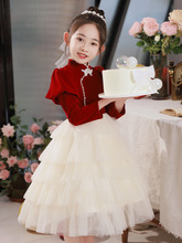 女童周岁礼服冬季高端公主裙儿童生日花童小女孩主持人钢琴演出服