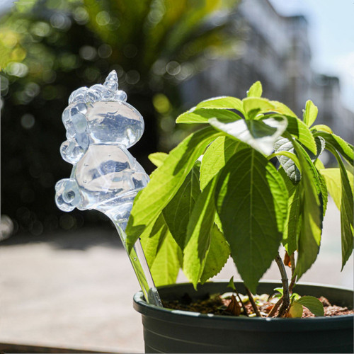 Transparent flower waterer lazy waterer dripper micro drip irrigation gardening tools imitation glass unicorn water seeper