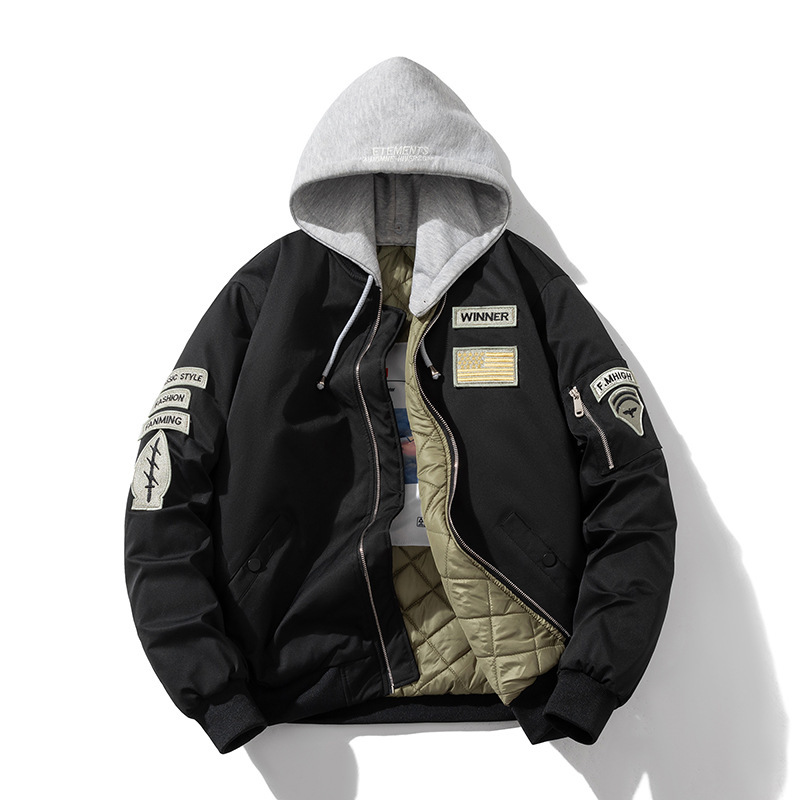 Air Force MA-1 flight suit women's cotton-padded jacket thickened stand collar embroidered baseball uniform winter hooded cotton-padded jacket men Air Force MA-1 flight suit women's cotton-padded jacket thickened stand collar embroidered baseball uniform winter hooded cotton-padded jacket men