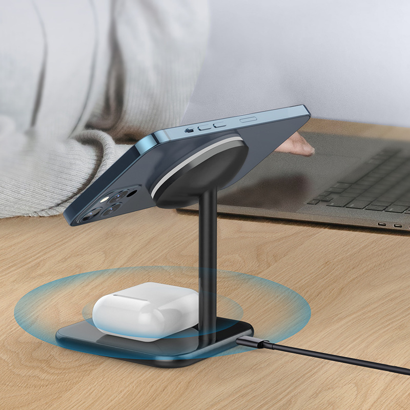 新しい磁気ツーインワンワイヤレス充電器 MFI 垂直金属スタンド 15W ワイヤレス充電器 Qi2 Apple 16 に適しています|undefined