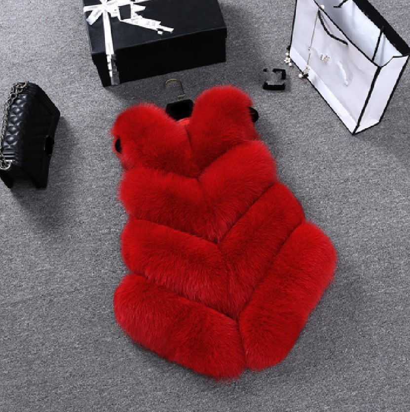 Damenbekleidung Herbst und Winter neue Mode Damen dünne Weste grau schlank warm umweltfreundliche Fuchspelzweste_voghion.com