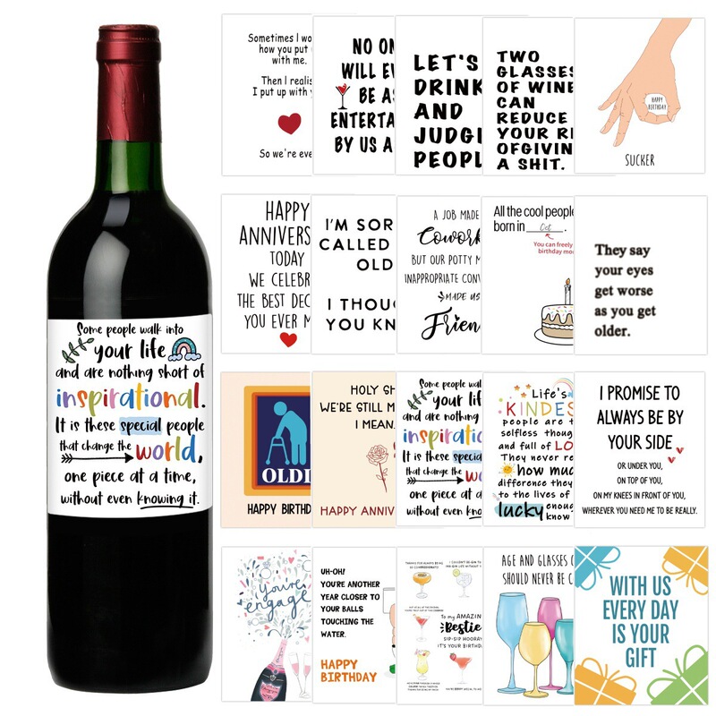 Temu4 sheets/pack funny wine bottle tags birthday wedding party wine bottle sticker party wine bottle tags