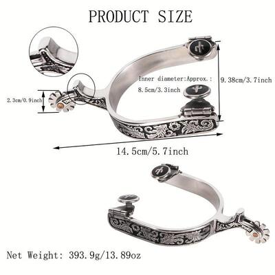 J 4772026新款跨境代发黑色图案不锈钢西部牛仔马刺跨境代发