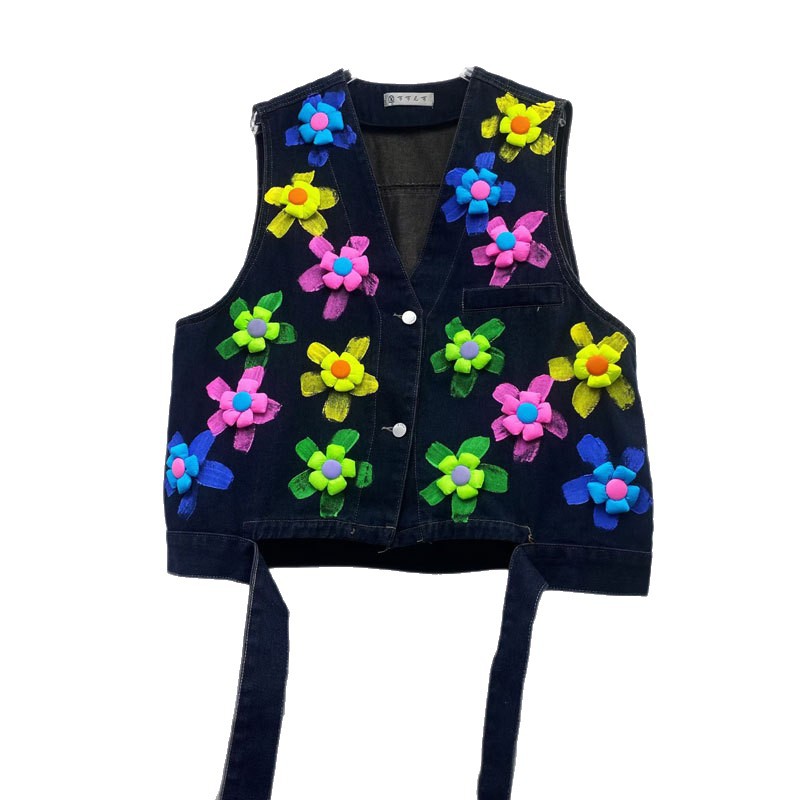 Diseño de primavera 2026 nuevo chaleco vaquero suelto mariposa chaleco de hombro casual moda delgado y la tendencia de la carne image 5