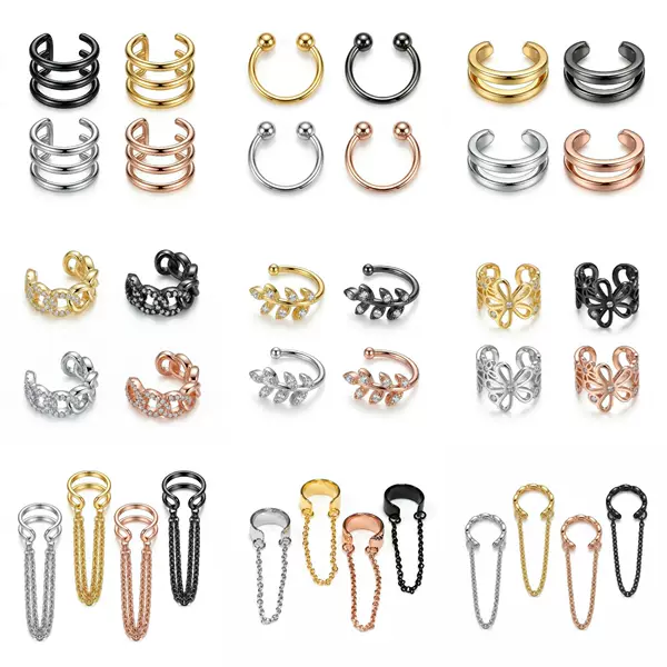 1688 In-Stock Direct Shipping Foreign Trade Hot-Selling Copper Micro-Inlaid Zircon C-Shaped Versatile Ear Cuff Non-Pierced European and American Style Earrings