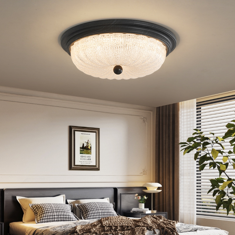 Lámpara de techo de dormitorio de estilo antiguo americano retro country led redonda nueva lámpara de estudio de vidrio de protección ocular de espectro completo