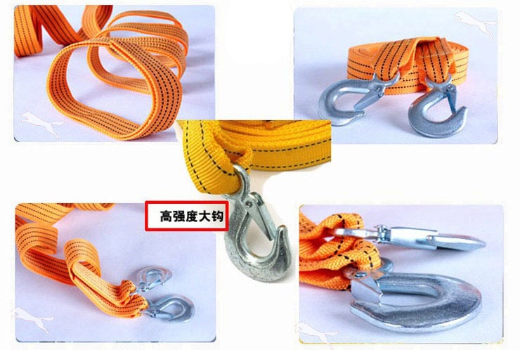 High-Quality Double-Layer Thickened Trailer Rope 5m 5-Ton Car Towing Strap Wear-Resistant Reinforced Portable Bagged 650g