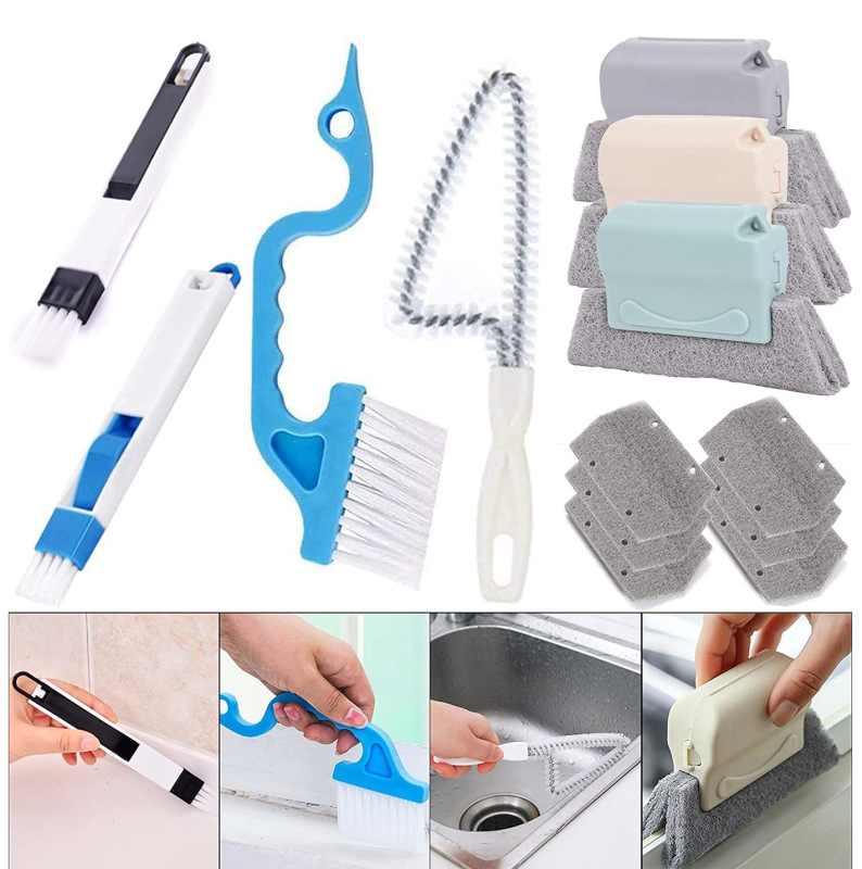 13-Piece Set of Handheld Window Track Cleaning Tools, Window or Sliding Door Track Cleaner, Specialized for Blinds