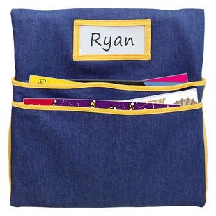 Amazon Hot Selling Denim Student Chair Back Storage Bag Seat Storage Bag With Name Tag Chair Back Bag