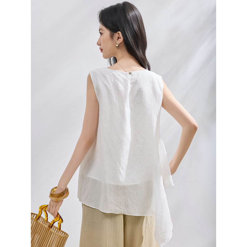 In-Stock Foreign Trade Women's Clothing: Korean-Style Ruffled Sleeveless Shirt for Women, Super Stylish and Beautiful for Summer, Suitable for Petite Sizes, Sweet and Cute