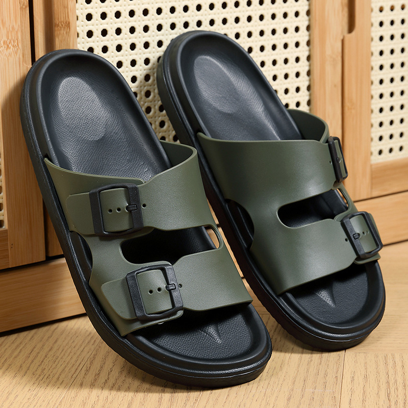 [Fabricante de origen] Nuevos zapatos de hombre de PVC Birken, zapatillas de una palabra, sandalias planas y zapatillas de todo fósforo de moda, zapatos de playa