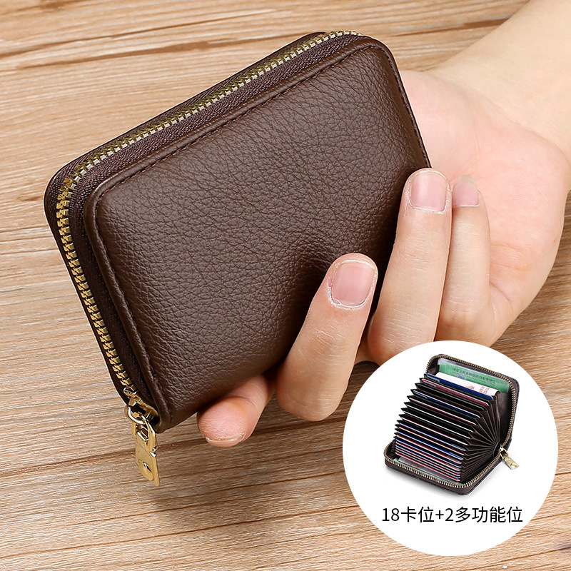 Titular de la tarjeta anti-desgaussing hombres y mujeres cremallera multi-Tarjeta Banco ID titular de la tarjeta de gran capacidad Licencia de Conducir pequeña cartera titular de la tarjeta