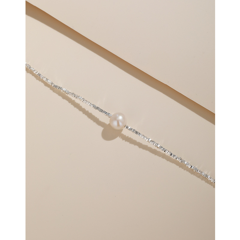 Luz de lujo de alto grado sentido nicho diseño de la clavícula rota de plata 925 plata esterlina roto pareja de plata collar de perlas de agua dulce