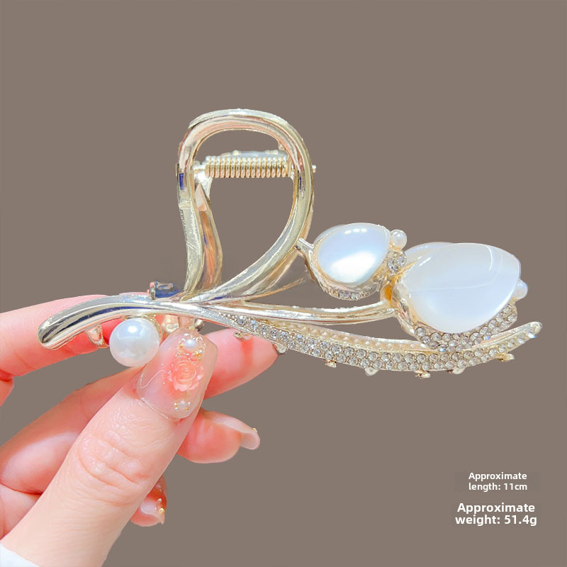 Temperamento Full Diamond Metal Shark Clip Hairpin Back Head Coil Hair Grab Clip Donna Primavera Estate Super Large Clip Copricapo Hair Grab_voghion.com