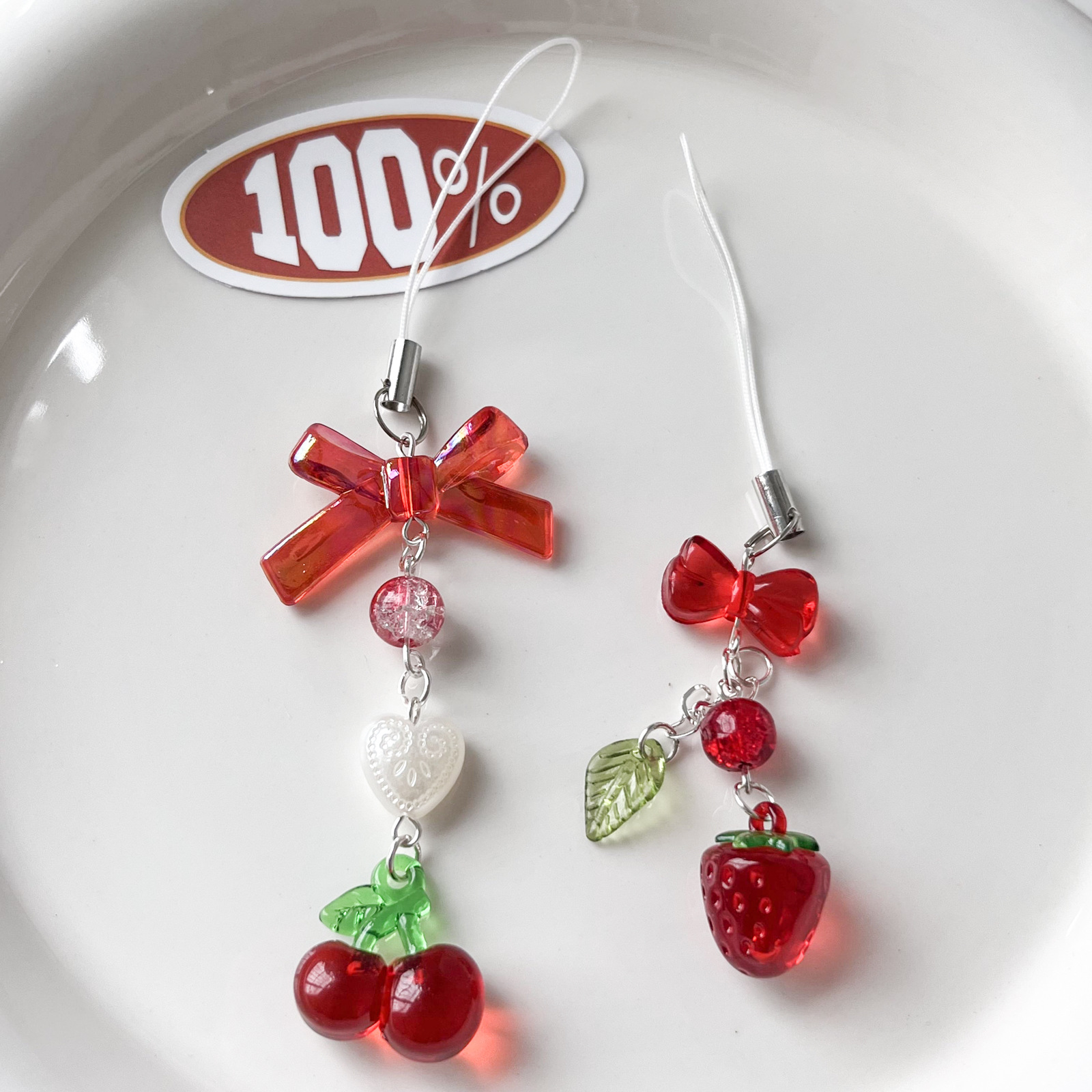 Woo original rojo cereza fresa Gu Ben cadena Gu Ben colgante Tarjeta de libro bolsa colgante CADENA DE TELÉFONO MÓVIL llavero