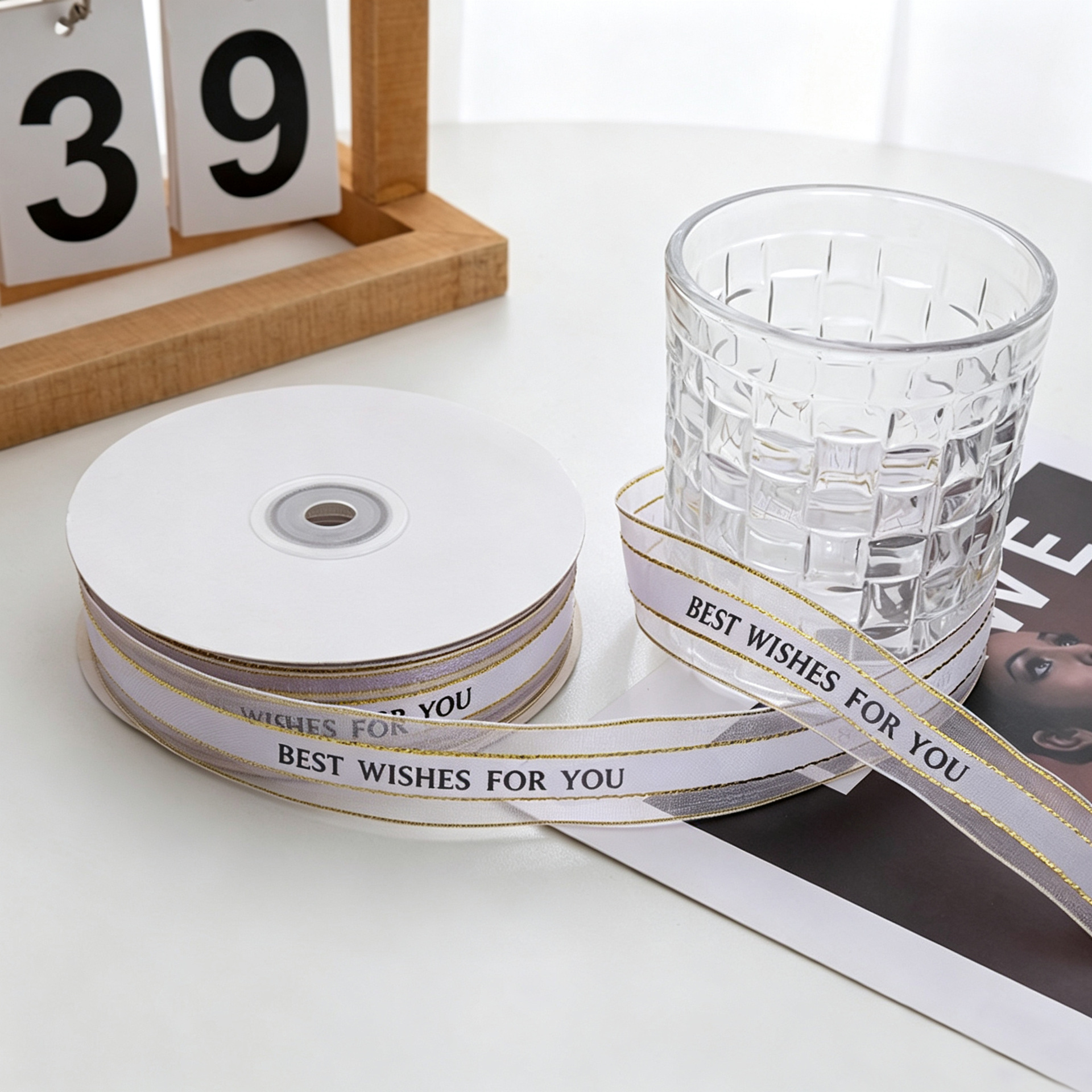 2.5cm letras inglesas envases de flores cintas de satén red de nieve de copas de regalo pastel cintas hechas a mano