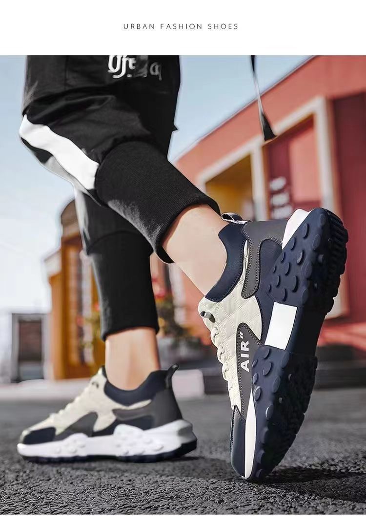 Men's Platform Casual Shoes Leather Waterproof Trainers_voghion.com