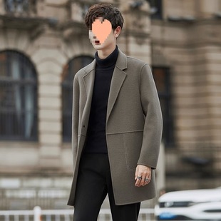 Cross-Border Double-Sided Coat Men's Mid-Length Windbreaker Winter Thickened Korean Style New Woolen Outerwear Yitai