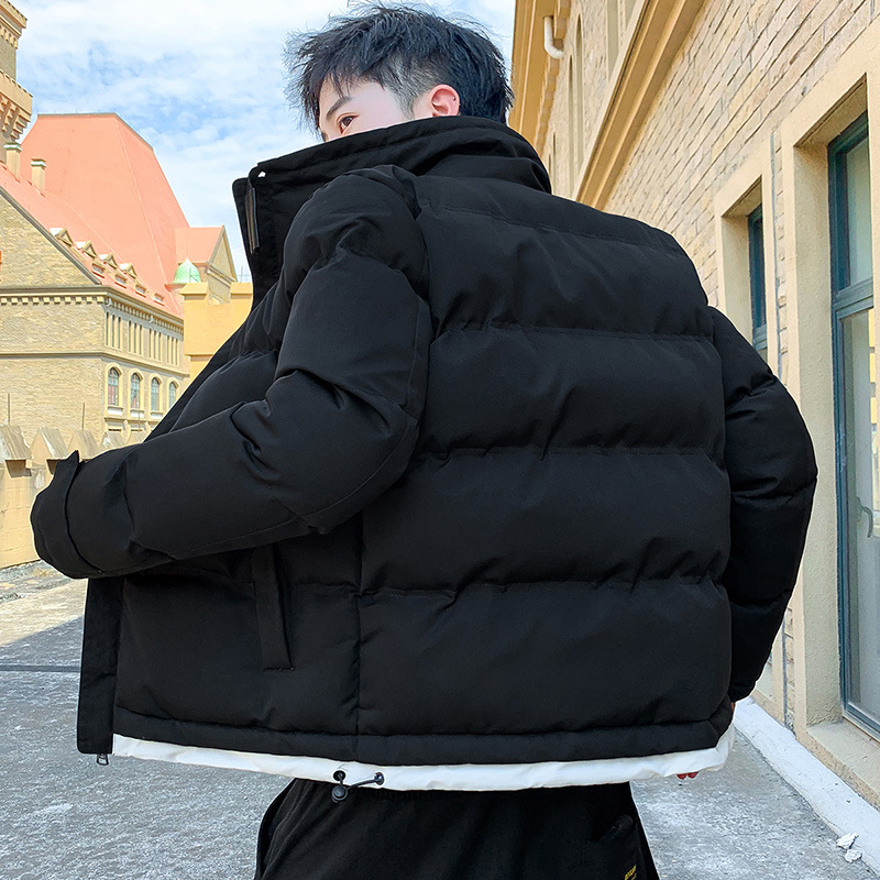 Ropa acolchada de algodón de invierno para hombres ropa acolchada de algodón grueso forrada de lana ropa acolchada de algodón bordada con cuello de pie de moda para todo el partido más tamaño en stock