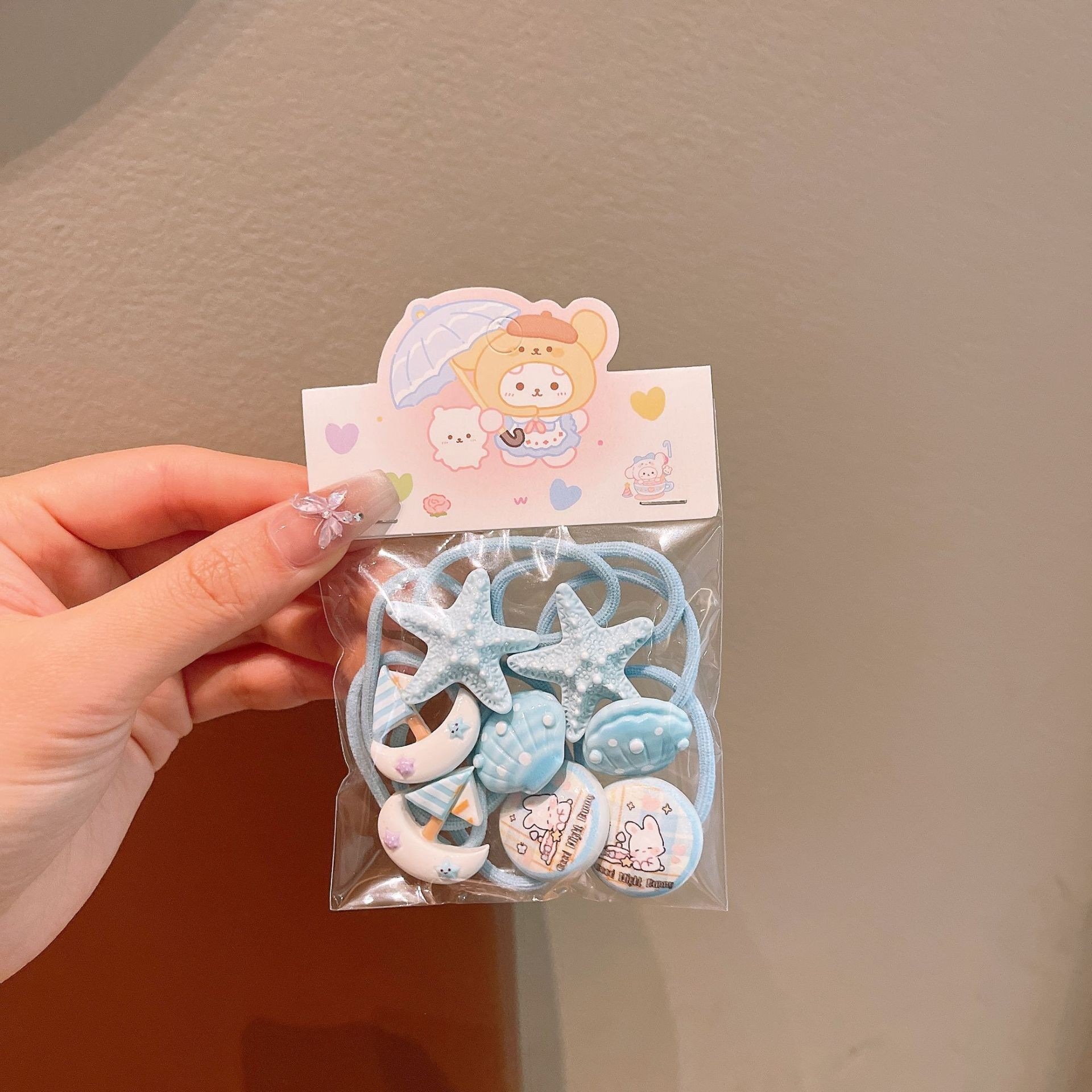 Anillo de pelo de pulgar de dibujos animados para niños, cabello para bebés, cabello para bebés, banda de pelo de alta elasticidad coreana