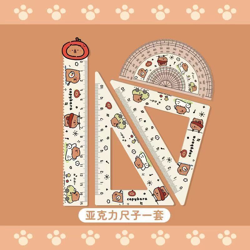 ハローキティ定規4点セット、小学生向けにカスタマイズ可能な高見え定規セット、三角定規、分度器|undefined