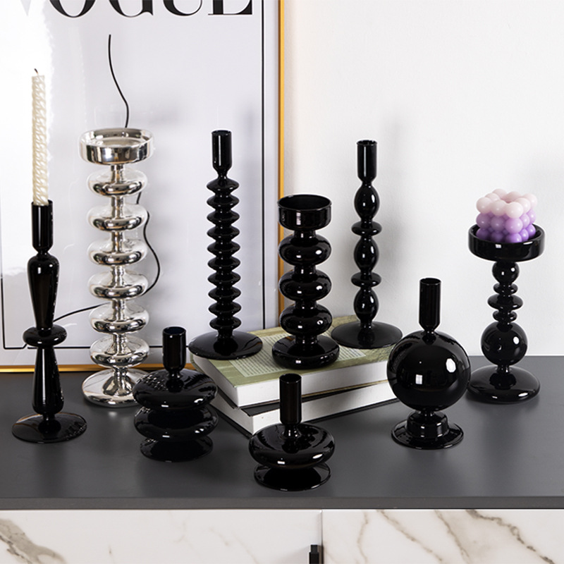 Simple retro estilo francés antiguo vela de cristal candelabro decoración de escritorio candelabro de cristal