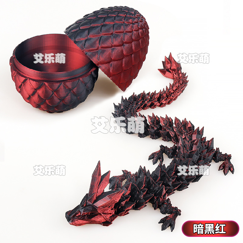 厂家批发地摊3D打印中国龙3d打印龙摆件炫彩水晶龙玩具龙关节龙蛋|undefined