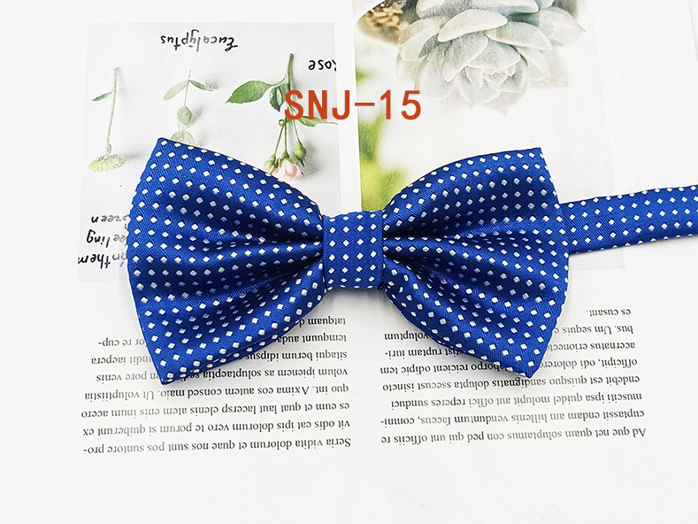 Nuevo fabricante en stock profesional ropa formal Caballero pajarita poliéster seda Dot Double Fold hombres pajarita novio padrino