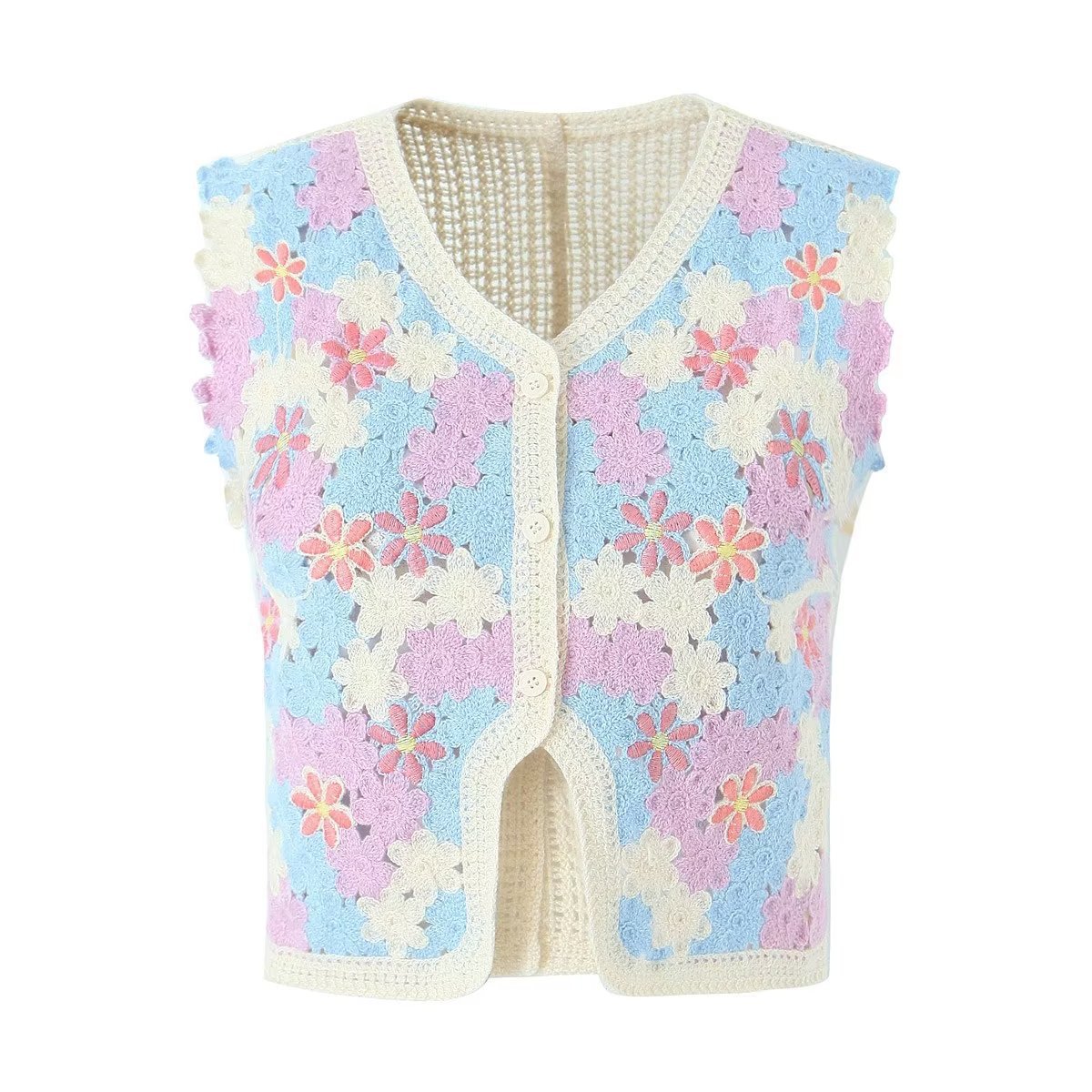 Frauen kleidung herbst neue urlaub blume weste strickjacke kurze top_voghion.com