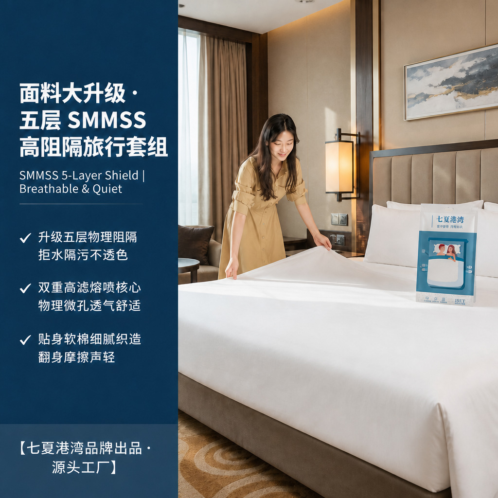 Conjunto de roupa de cama descartável de quatro peças para hotel, conjunto de cama descartável de quatro peças para camas de casal, incluindo lençóis, fronhas e capas de edredom, transfronteiriço.
