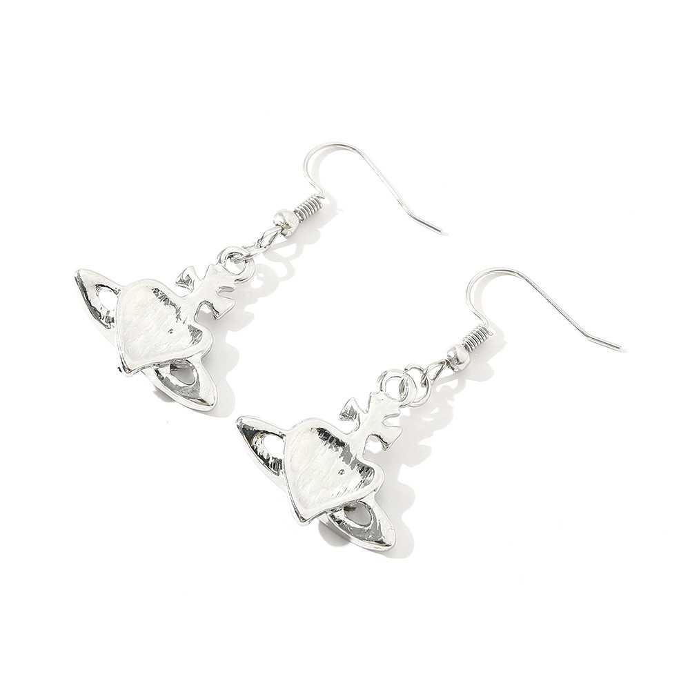 Daily Occasion 1 Pair Retro Heart Shape Planet Alloy Plating Inlay Rhinestones Women's Drop Earrings