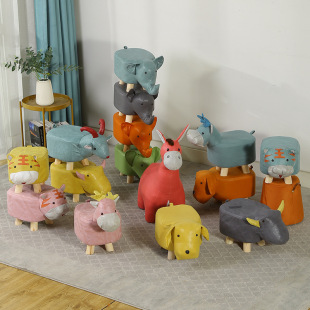 Internet Trendy Elephant Stool Children's Animal Stool Solid Wood Shoe Changing Stool Creative Small Stool Home Living Room Cartoon Cute Low Stool