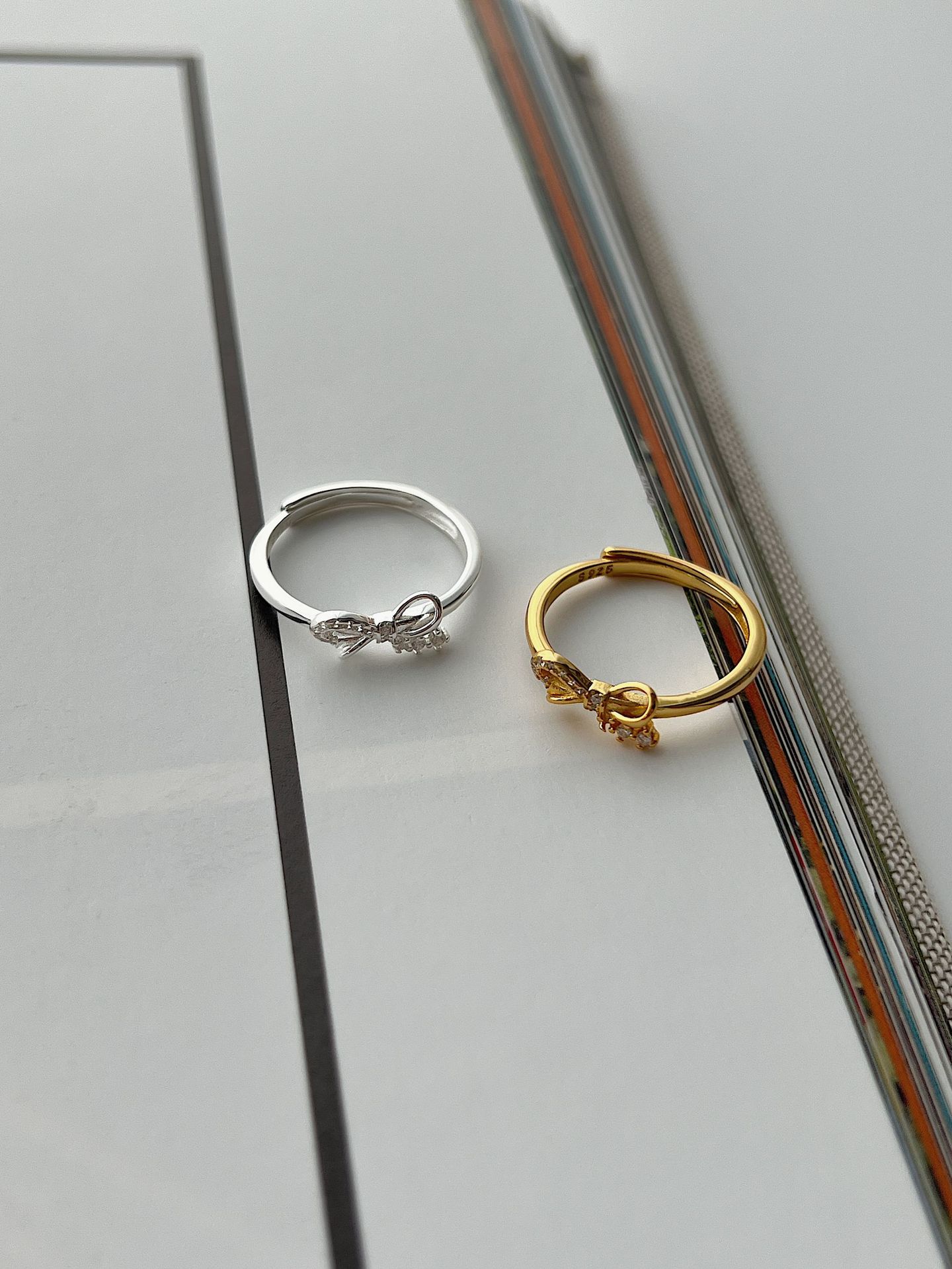 Argent Sterling 925 Noeud D'Arc Bague Réglable display picture 6