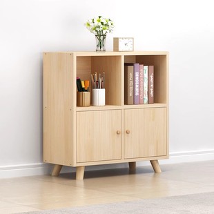 Solid Wood Floor-Standing Cabinet Storage Rack Student Bookcase Kindergarten Bookshelf Fashion Combination Cabinet with Door