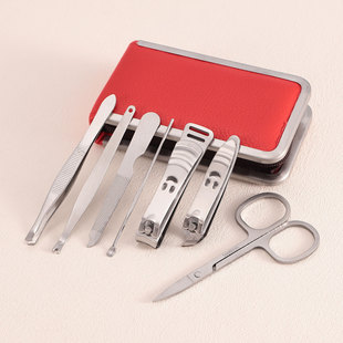 Factory Direct Sales Nail Clipper Set Gift Advertising Printed Logo Stainless Steel Nail Clipper Set 7-Piece Nail Set