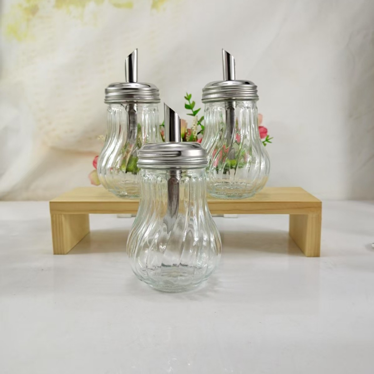 新款条纹50ml调味瓶胡椒粉瓶烧烤椒盐玻璃瓶200ml酱油瓶批发