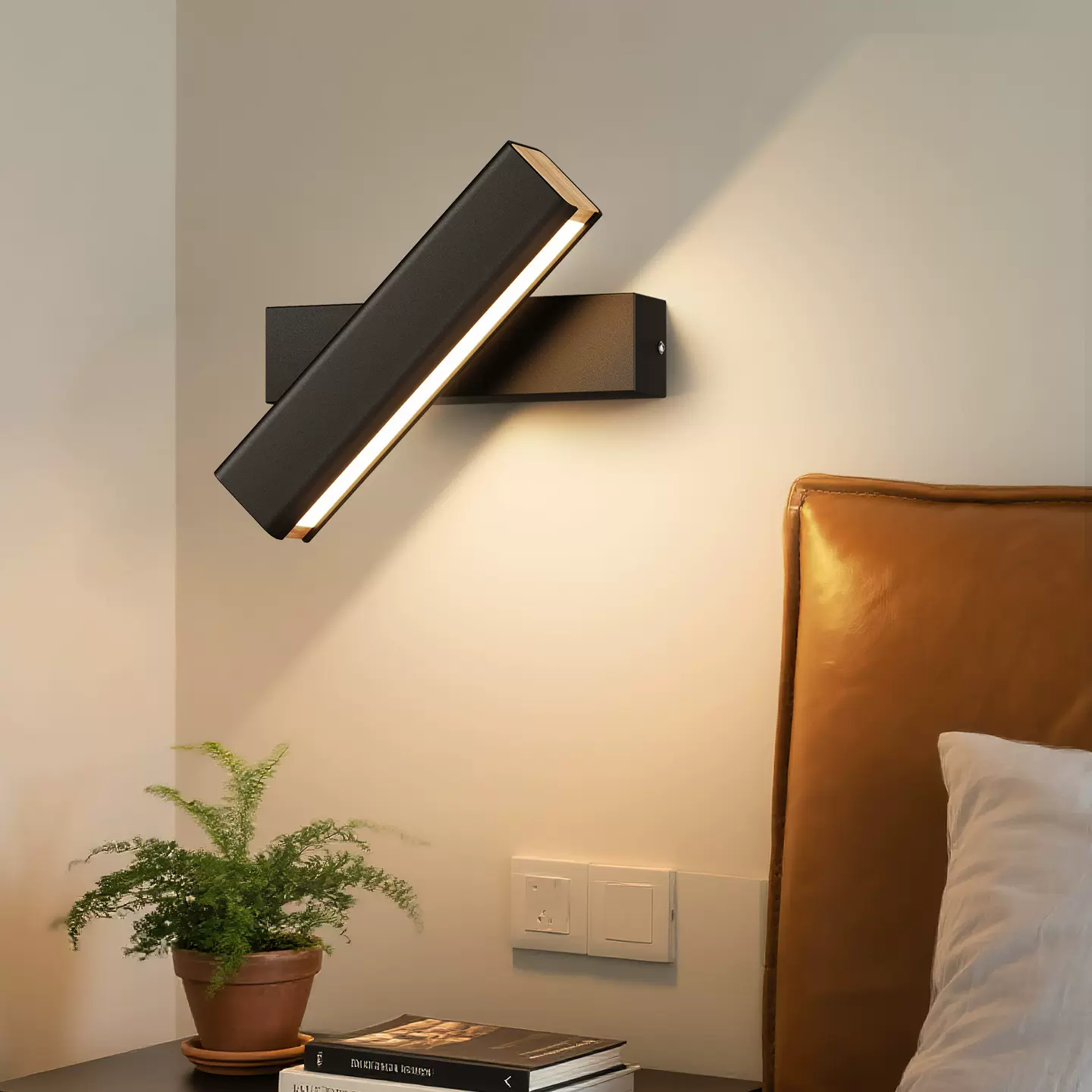 床头壁灯卧室床头氛围灯简约现代创意灯具旋转客厅书房背景墙壁灯