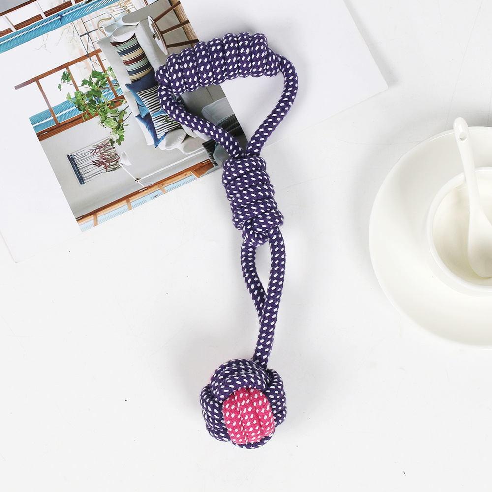 Juguetes de nudo de algodón transfronterizos para mascotas, dientes de molienda resistentes a la mordida, bolas de tracción interactivas, juguetes para mascotas, juguetes para perros