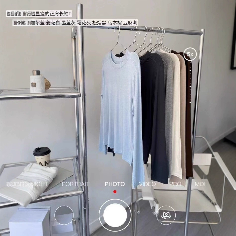 В наличии: легкая базовая рубашка из лиоцелла, ацетата и шерсти Tencel, мягкая, с круглым вырезом, облегающая и элегантная, с длинным рукавом, модель 9936