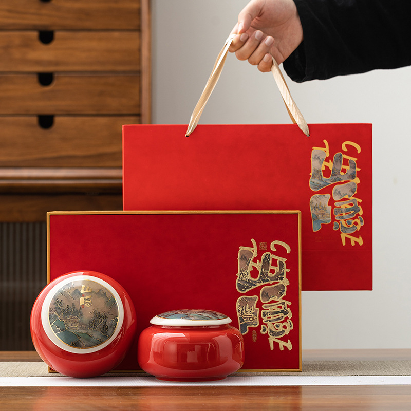 New Ceramic Tea Can Packaging Box for Red Tea and Green Tea, Empty Can with Logo Printed, Suitable for Half a Pound and One Pound Tea Gift Sets