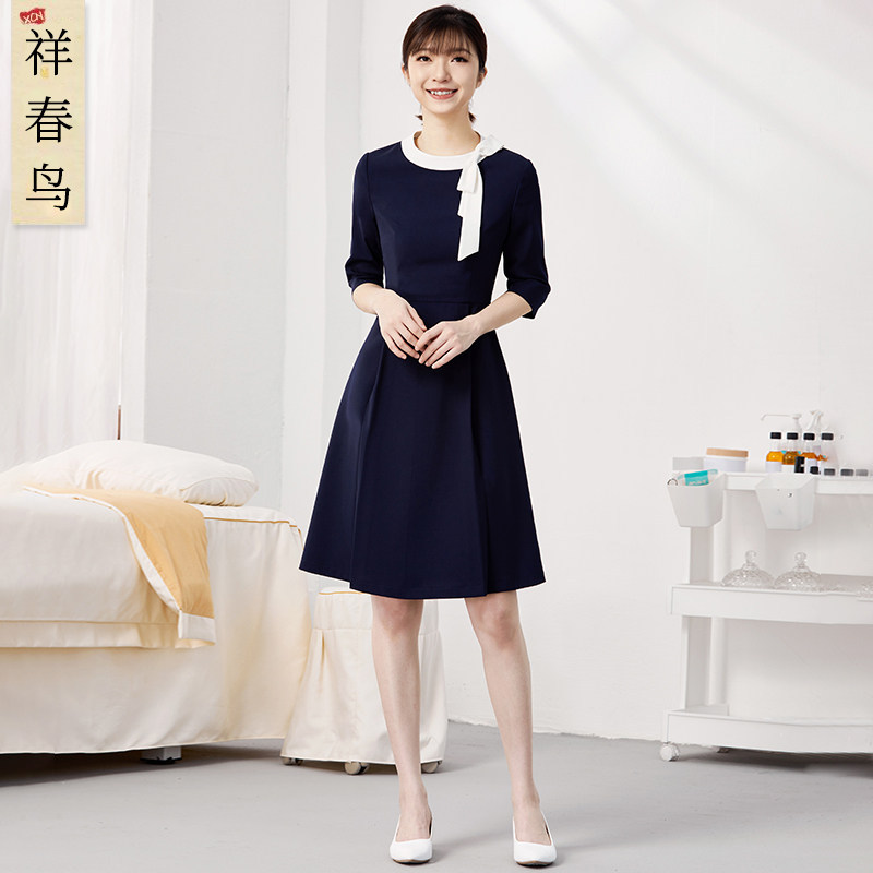 Xiangchun Bird Light Medical Beauty Industry Nurse Dress for Women Spring/Summer Beauty Salon Dental Pharmacy Front Desk Reception Work Uniform