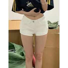 小个子美式白色高腰牛仔短裤女2025夏季新款辣妹修身百搭包臀长裤