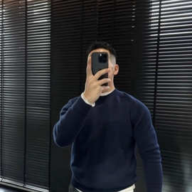 2023秋冬款男士针织衫时尚潮流纯色欧货保暖柔软舒适长袖打底毛衣