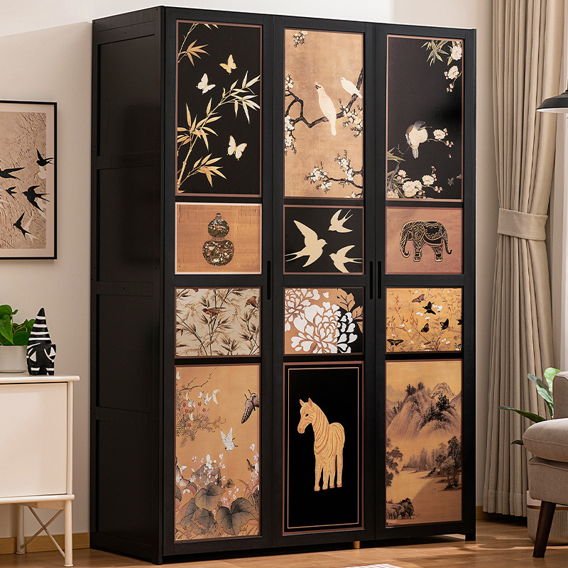 Simple Household Wardrobe Economical Rental Room with Hanging Clothes Area Assembled Dust-Proof Shelf-Type Bedroom Wardrobe Sturdy