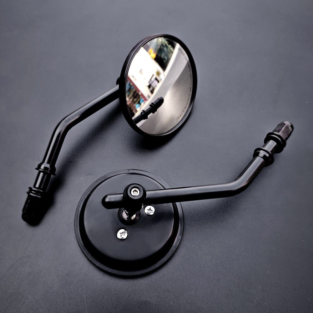 Suitable for Harley motorcycles, these rearview mirrors are designed for modification, featuring a unique small round shape and a universal convex reflective surface