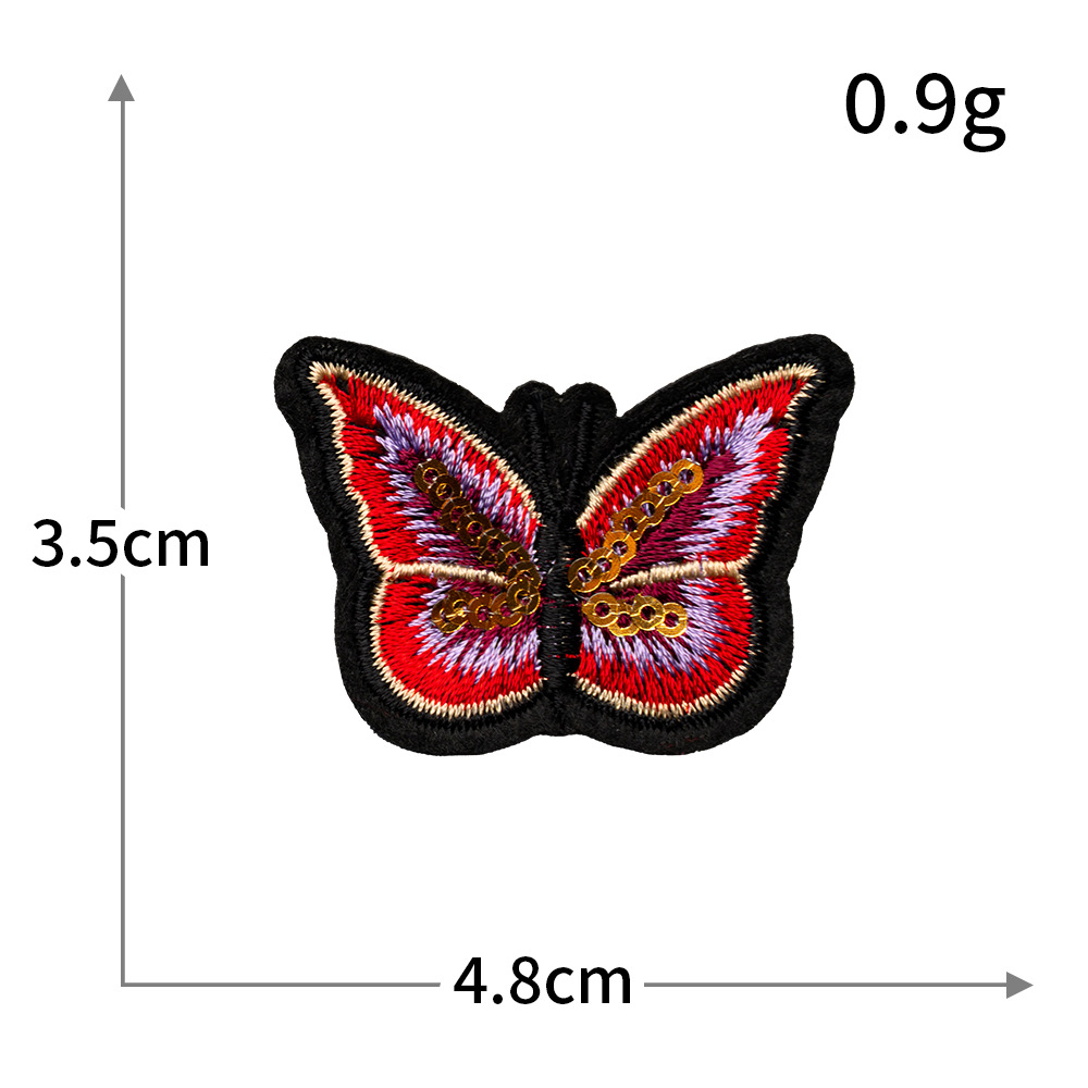 Pegatinas de tela de bordado de mariposa de color, sin costura, bordado por computadora, accesorios de ropa de bricolaje, pegatinas decorativas, pegatinas de parche, personalización al por mayor