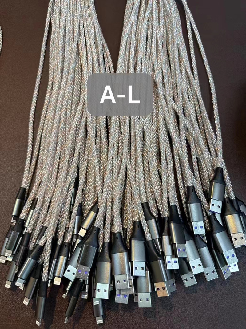 RGB 1-to-3 Data Cable Car-mounted LED Gradient Light Applicable Android Apple Huawei Type-C 3-in-1 Fast Charging Cable