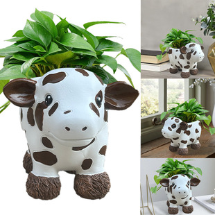 Cross-Border New Product Outdoor Courtyard Plateau Cow Succulent Flower Pot Resin Craft Ornaments Home Decoration Balcony Ornaments